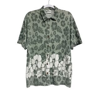 Vintage Point Zero Mens Size M Torpical Ribbed Button Up Shirt